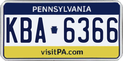 PA license plate KBA6366