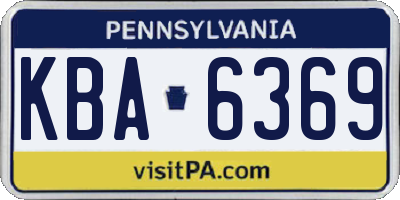 PA license plate KBA6369