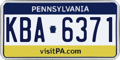PA license plate KBA6371