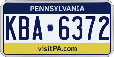 PA license plate KBA6372