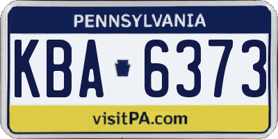 PA license plate KBA6373