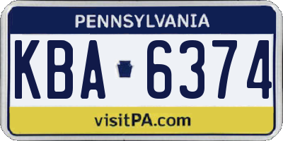 PA license plate KBA6374