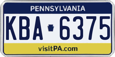 PA license plate KBA6375