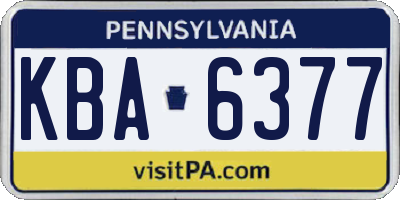 PA license plate KBA6377