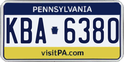 PA license plate KBA6380