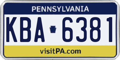 PA license plate KBA6381