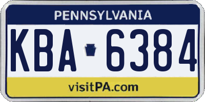 PA license plate KBA6384