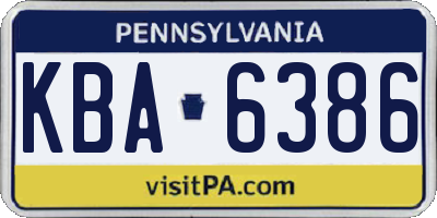 PA license plate KBA6386