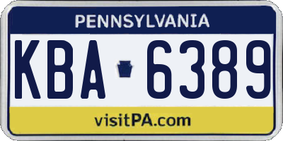 PA license plate KBA6389