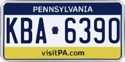 PA license plate KBA6390