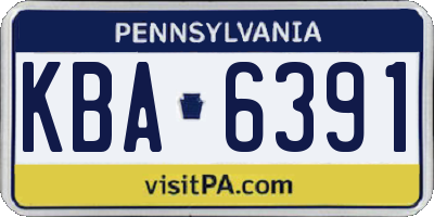 PA license plate KBA6391