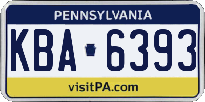 PA license plate KBA6393