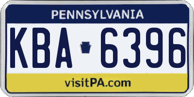 PA license plate KBA6396