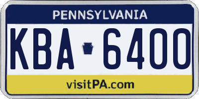 PA license plate KBA6400