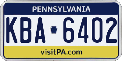 PA license plate KBA6402