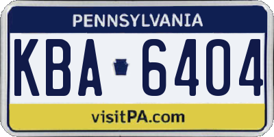 PA license plate KBA6404