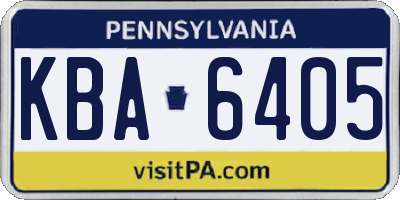 PA license plate KBA6405