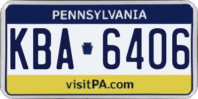 PA license plate KBA6406