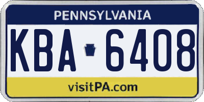 PA license plate KBA6408