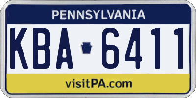 PA license plate KBA6411