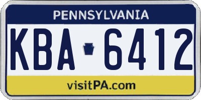 PA license plate KBA6412