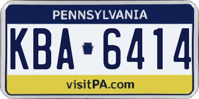 PA license plate KBA6414