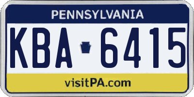PA license plate KBA6415