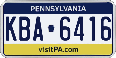 PA license plate KBA6416