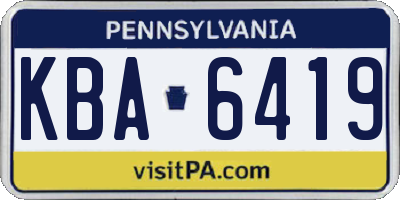 PA license plate KBA6419