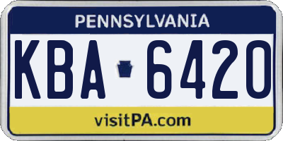 PA license plate KBA6420
