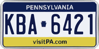 PA license plate KBA6421