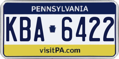 PA license plate KBA6422