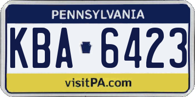 PA license plate KBA6423