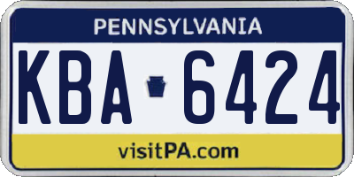 PA license plate KBA6424