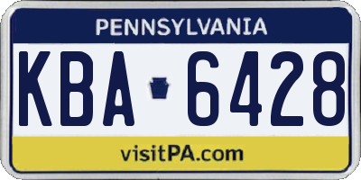 PA license plate KBA6428