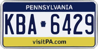 PA license plate KBA6429