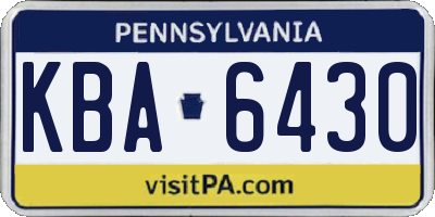 PA license plate KBA6430