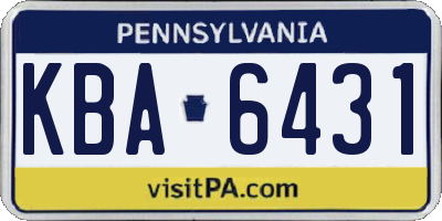 PA license plate KBA6431