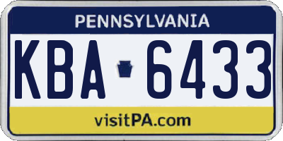 PA license plate KBA6433