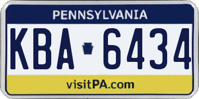 PA license plate KBA6434