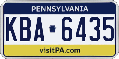 PA license plate KBA6435