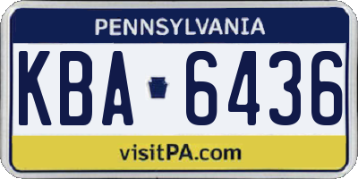PA license plate KBA6436
