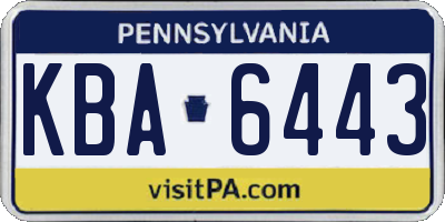 PA license plate KBA6443