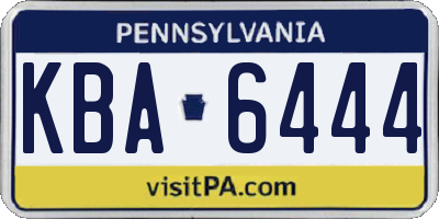PA license plate KBA6444