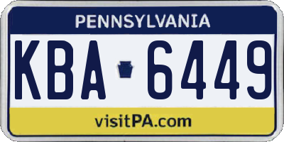 PA license plate KBA6449