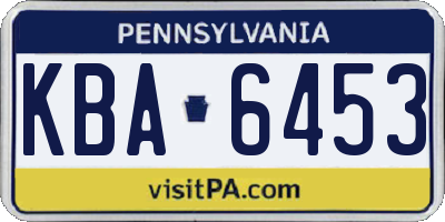 PA license plate KBA6453