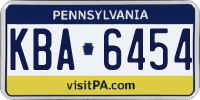 PA license plate KBA6454
