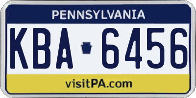PA license plate KBA6456