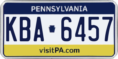 PA license plate KBA6457