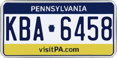 PA license plate KBA6458